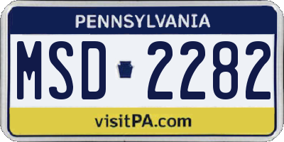 PA license plate MSD2282