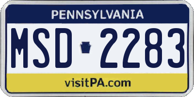 PA license plate MSD2283