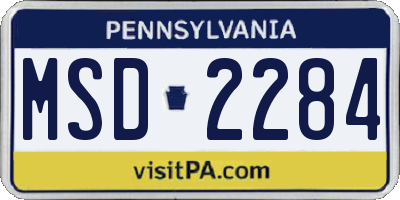 PA license plate MSD2284