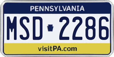 PA license plate MSD2286