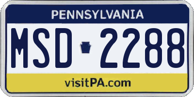 PA license plate MSD2288