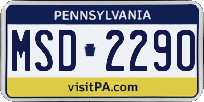PA license plate MSD2290