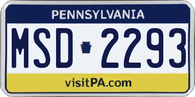 PA license plate MSD2293