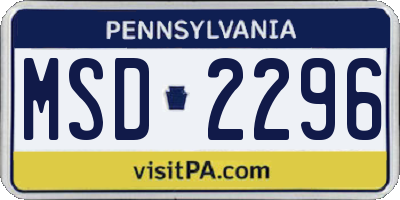PA license plate MSD2296
