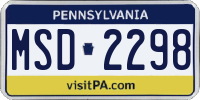 PA license plate MSD2298