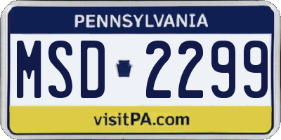 PA license plate MSD2299