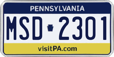 PA license plate MSD2301