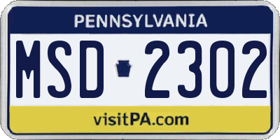 PA license plate MSD2302