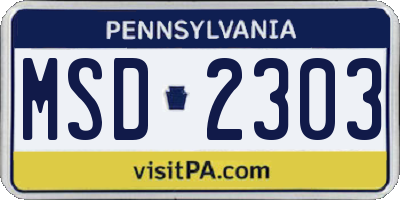 PA license plate MSD2303