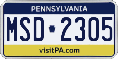 PA license plate MSD2305