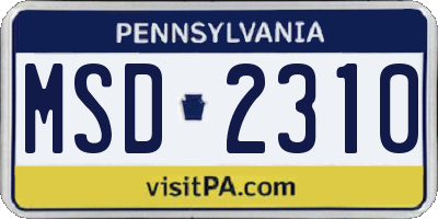 PA license plate MSD2310