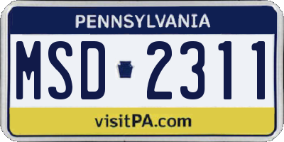 PA license plate MSD2311
