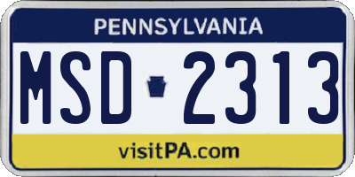 PA license plate MSD2313