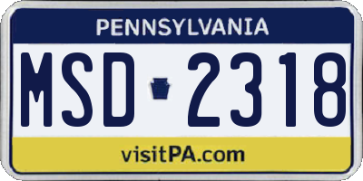 PA license plate MSD2318