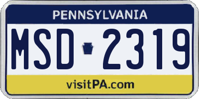 PA license plate MSD2319