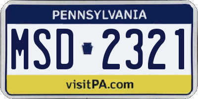 PA license plate MSD2321