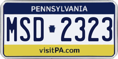 PA license plate MSD2323