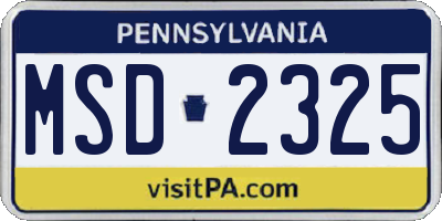 PA license plate MSD2325