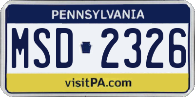 PA license plate MSD2326