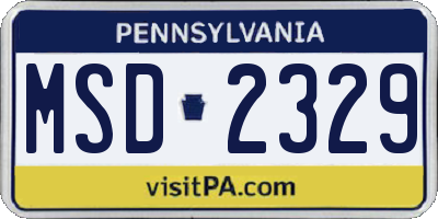 PA license plate MSD2329