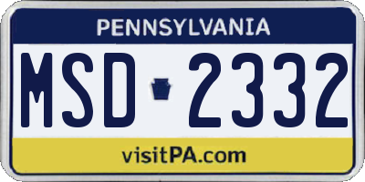 PA license plate MSD2332
