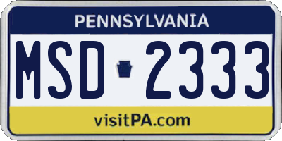 PA license plate MSD2333