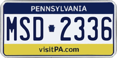 PA license plate MSD2336