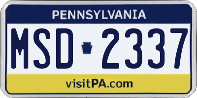 PA license plate MSD2337