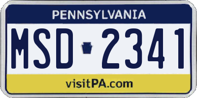 PA license plate MSD2341
