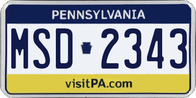 PA license plate MSD2343