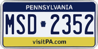 PA license plate MSD2352