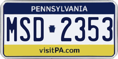PA license plate MSD2353