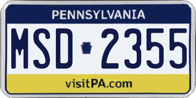 PA license plate MSD2355