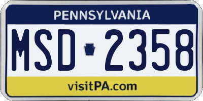 PA license plate MSD2358