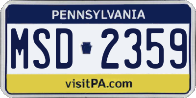 PA license plate MSD2359