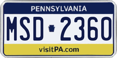 PA license plate MSD2360