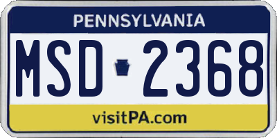 PA license plate MSD2368