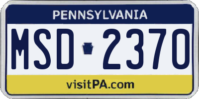PA license plate MSD2370