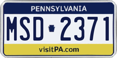PA license plate MSD2371