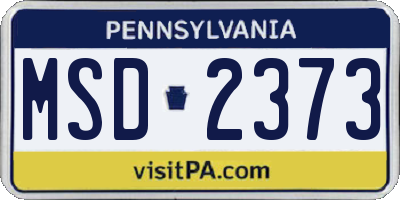 PA license plate MSD2373