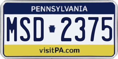 PA license plate MSD2375