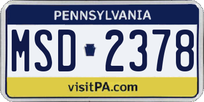 PA license plate MSD2378