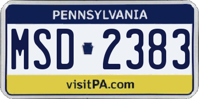 PA license plate MSD2383