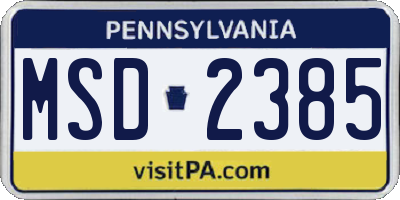 PA license plate MSD2385