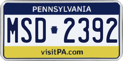 PA license plate MSD2392
