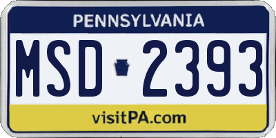PA license plate MSD2393