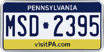 PA license plate MSD2395