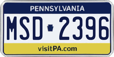 PA license plate MSD2396