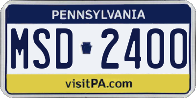 PA license plate MSD2400