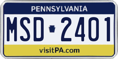 PA license plate MSD2401